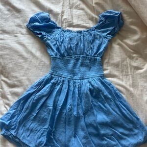 Hollister Sky Blue Puff Sleeve Mini Dress